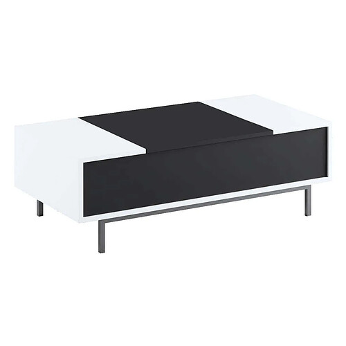 Hanah Home Table basse en aggloméré blanc et noir Force pieds argentés.