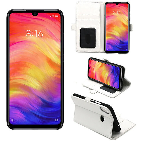 Xeptio Xiaomi Redmi Note 7 housse pochette portefeuille blanche avec porte cartes