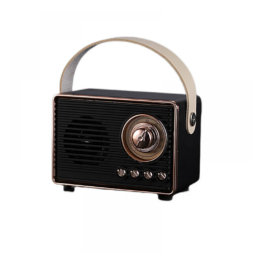 General Haut-parleur stéréo Bluetooth portable rétro, haut-parleur vintage rétro sans fil avec basses améliorées avec fente pour carte TF, accessoires mignons de style ancien, esthétiques pour les chambres, le bureau, la maison (noir)