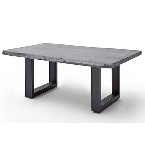 Pegane Table basse simple en bois d'acacia massif laqué gris / anthracite - L.110 x H.45 x P.70 cm