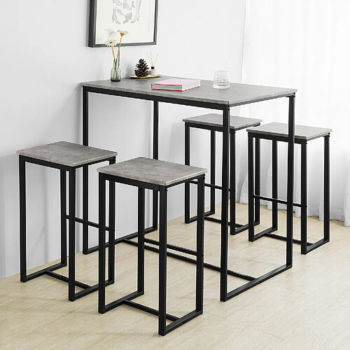 SoBuy OGT15-HG Set de 1 Table + 4 Tabourets Ensemble Table de Bar Bistrot