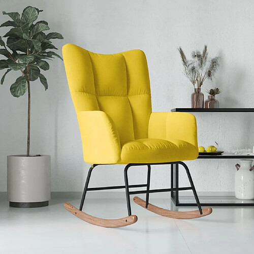 vidaXL Chaise à bascule Jaune moutarde Velours