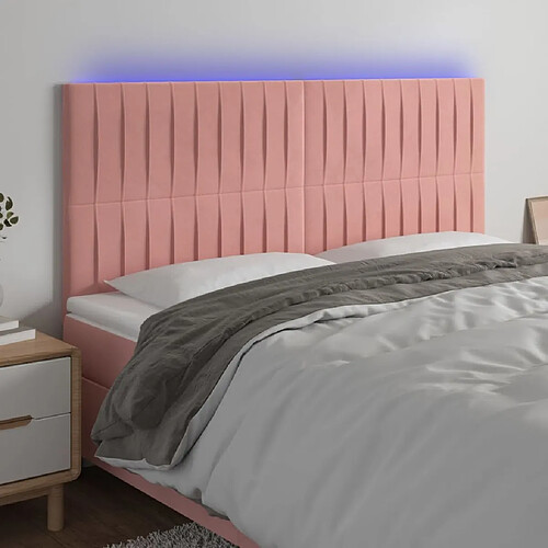 Maison Chic Tête de lit scandinave à LED,meuble de chambre Rose 200x5x118/128 cm Velours -MN10161