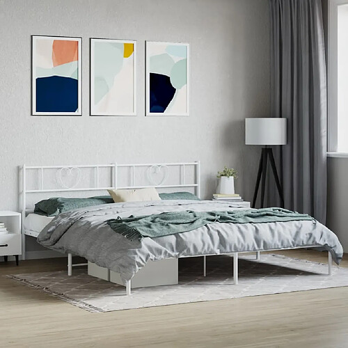 Maison Chic Lit adulte - Cadre de lit métal avec tête de lit,Structure du lit Contemporain pour chambre blanc 200x200 cm -MN69720