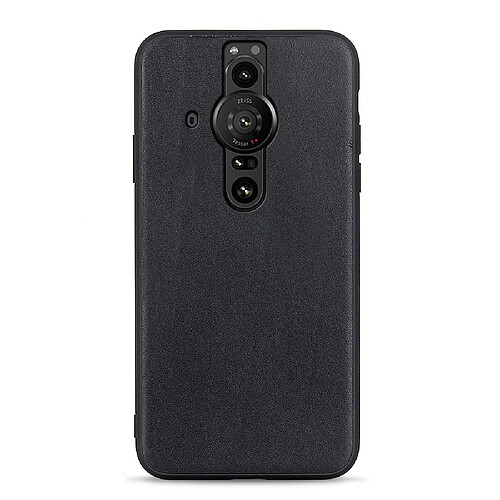 Coque en TPU + cuir véritable noir pour votre Sony Xperia Pro-I