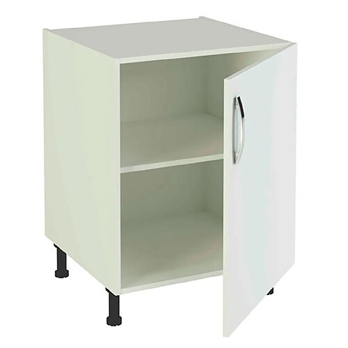 Pegane Meuble bas de cuisine 1 porte coloris blanc - Hauteur 85 x Longueur 60 x profondeur 58 cm