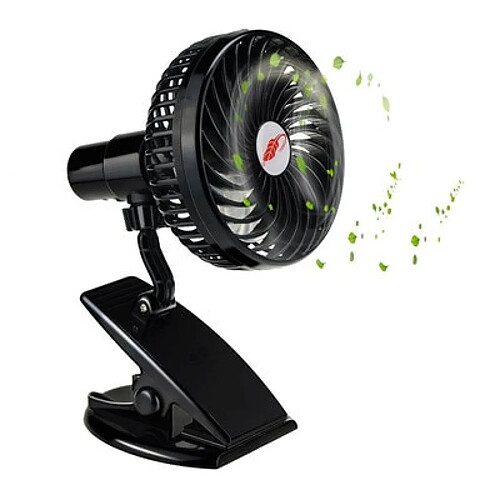 Universal Mini ventilateur à clips silencieux rechargeable Silence 4 lames Ventilateur de poussette refroidissement à air portable 3 vitesses Ventilateur de bureau avec sortie USB | Clips | Ventilateur de poussette (noir)