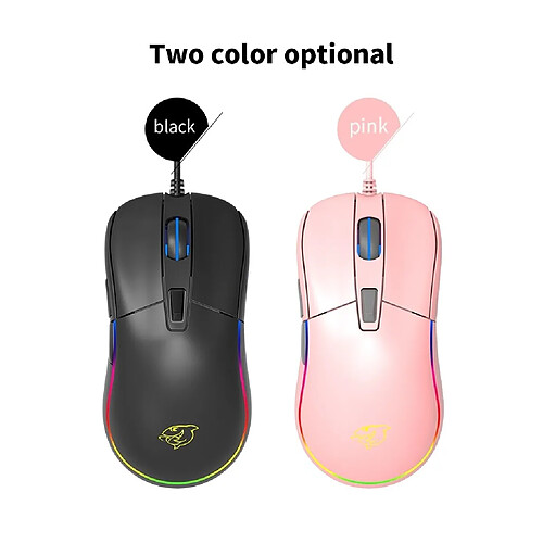 Universal Capteur d'image Souris gaming 6 boutons 1000 dpi Souris gaming filaire optique pour ordinateurs portables PC gaming | Mouse (rose)