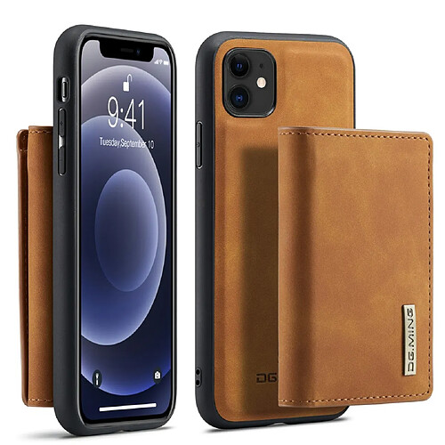 Dg.Ming Coque en TPU + PU hybride avec béquille marron pour votre Apple iPhone 11 6.1 pouces