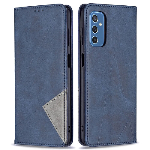 Coque en TPU + PU motif de losanges avec support et porte-cartes bleu pour votre Samsung Galaxy M52 5G