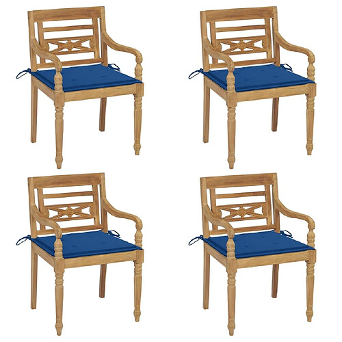 Maison Chic Lot de 4 Chaises Batavia avec coussins | chaises Relax Bois de teck solide -GKD89753