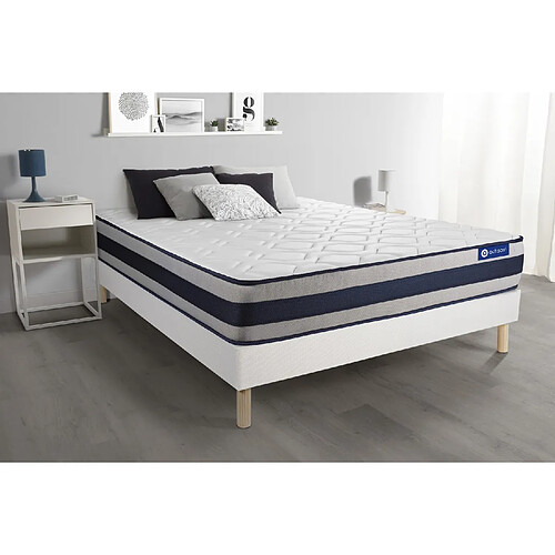 ACTISOM Ensemble matelas Latex et Mémoire de forme ACTILATEX ERGO 180x200 cm Maxi épaisseur 5zones de confort + sommier KIT blanc