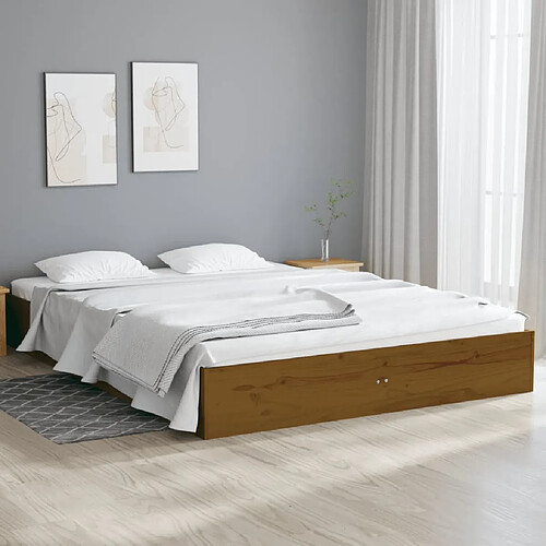 vidaXL Cadre de lit sans matelas marron miel bois massif 120x190 cm