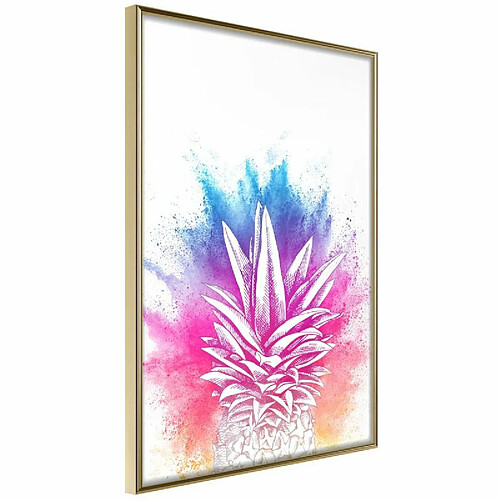 Paris Prix Affiche Murale Encadrée Rainbow Pineapple Crown 30 x 45 cm Or