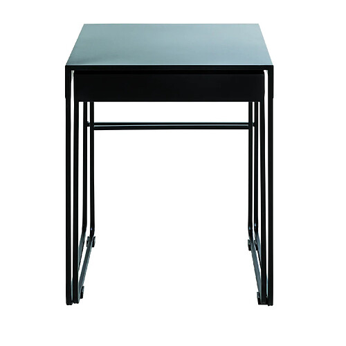 Pegane Lot de 2 tables d'appoints en métal coloris noir