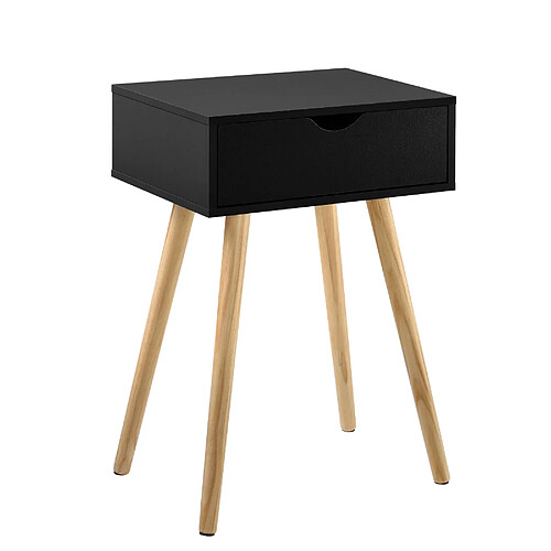 Helloshop26 Petite table avec tiroir table de nuit table de chevet commode meuble de rangement pieds de table en pin 60 cm noir 03_0003143