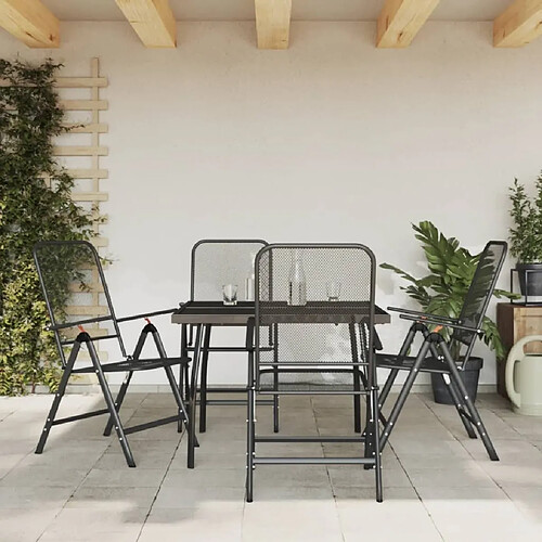 Ensemble à manger de jardin 5 pcs,Table et chaise à dîner anthracite métal maille -MN20409