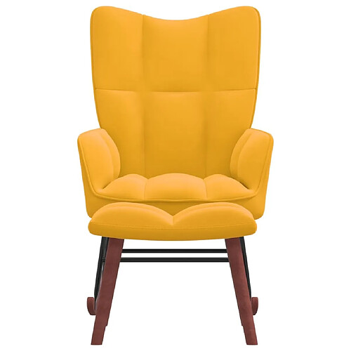 Maison Chic Chaise à bascule avec repose-pied | Fauteuil Relax Jaune moutarde Velours -GKD40121