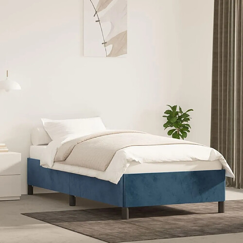 Maison Chic Lit adulte - Lit simple Cadre de lit,Structure du lit Contemporain Bleu foncé 90x200 cm Velours -MN34281