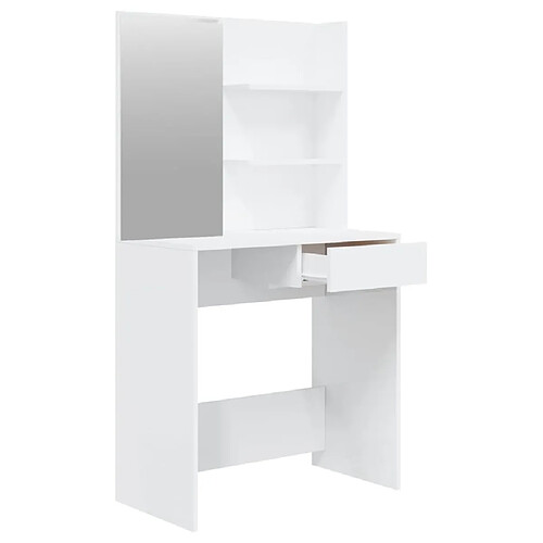 Helloshop26 Coiffeuse table de maquillage design meuble mobilier de chambre blanc brillant 74,5 x 40 x 141 cm 02_0006404