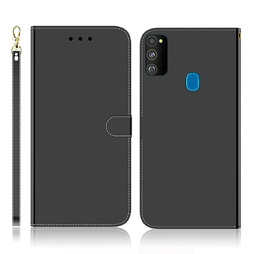 Wewoo Housse Coque Etui à rabat horizontal en surface miroir avec pour Galaxy M30s porte-cartes et emplacements de cartes ainsi que porte-monnaie et lanière Noir