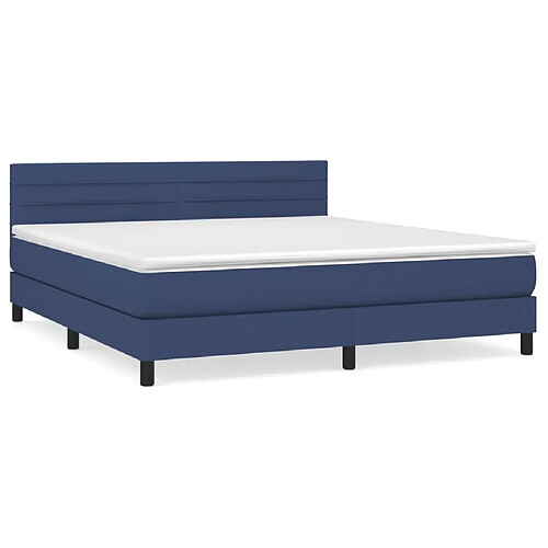 Maison Chic Lit adulte- Lit + matelas,Sommier à lattes de lit avec matelas Bleu 180x200 cm Tissu -GKD60595