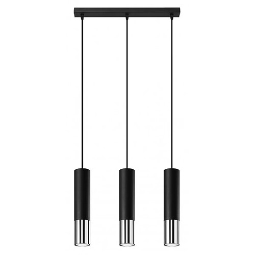 Luminaire Center Suspension Loopez Acier Chrom,noir 3 ampoules 90cm