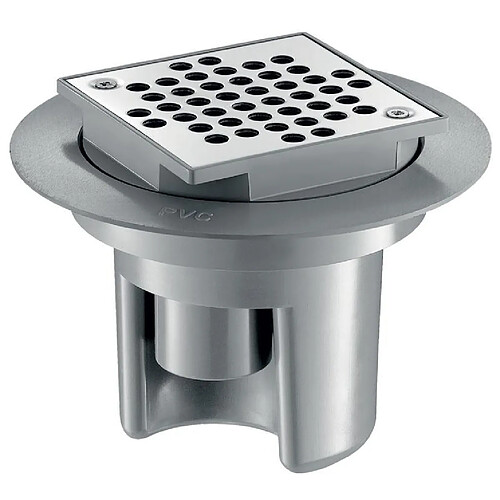 siphon de sol - 100 x 100 mm - hauteur réglable jusqu à 80 mm - grille inox - corps pvc - delabie 682001