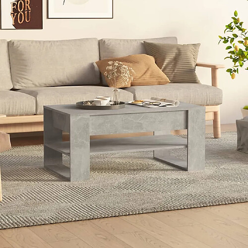 Maison Chic Table basse,Table Console Table d'appoint, Table pour salon Gris béton 102x55x45 cm Bois d'ingénierie -MN79161