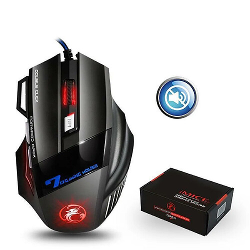 Justgreenbox Souris de jeu filaire ergonomique 5500 DPI avec rétroéclairage LED à 7 boutons