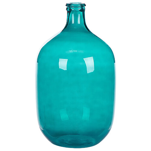 Beliani Vase décoratif SAMOSA fait à la main Verre 48 cm Turquoise