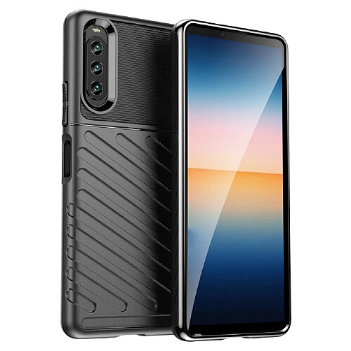 Htdmobiles Coque pour Sony Xperia 10 IV - housse etui silicone gel thunder + film ecran - NOIR