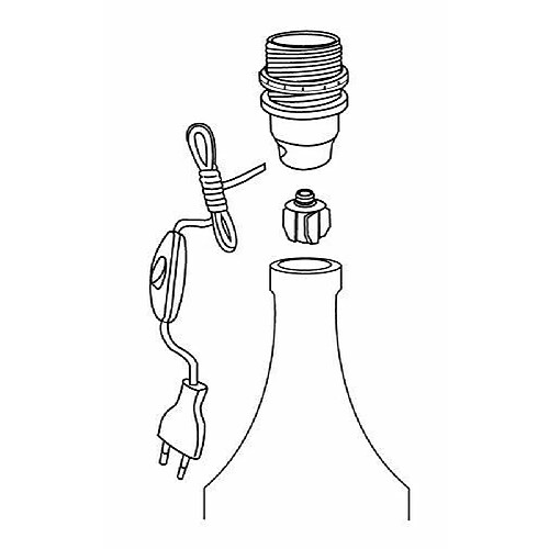 Tibelec 859530 Adaptateur Bouteille E27 avec Interrupteur + Fiche Or