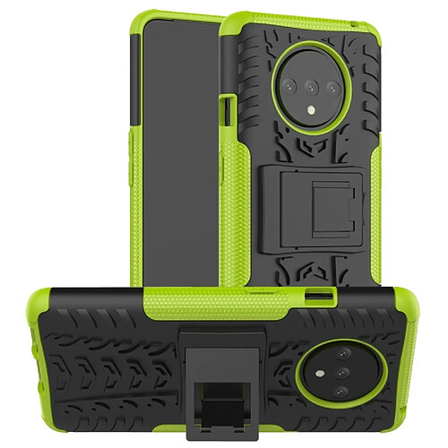 Wewoo Coque Pour OnePlus 7T Texture de pneu TPU antichoc + PC Housse de protection avec support vert