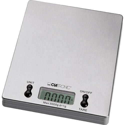 Balance de cuisine numérique, 5 kg par pas de 1 g, fonction tare, , Argent, Clatronic, KW 3367