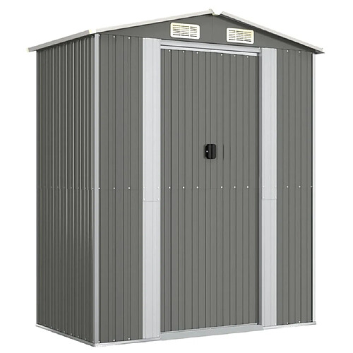 Helloshop26 Abri de jardin cabane cabanon maison de stockage remise extérieur hangar outils robuste clair 192 x 108 x 223 cm acier galvanisé gris 02_0022253