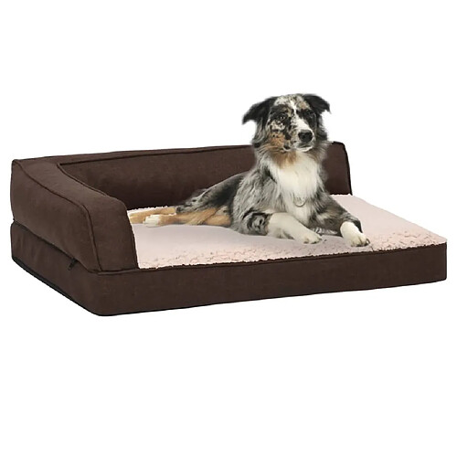 vidaXL Matelas de lit ergonomique de chien 75x53 cm Polaire aspect lin