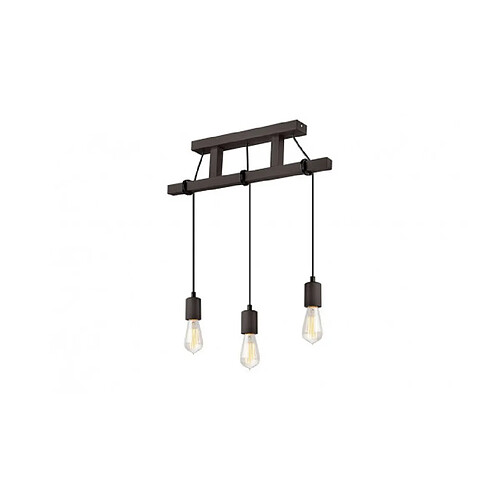 Lumière Suspension Leon Bois,acier Wenge 3 ampoules 74cm