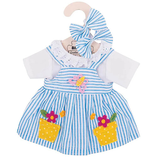 Bigjigs Toys Robe Rayée Bleue - Poupée Douce 34cm