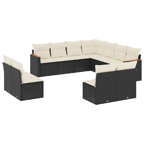 Maison Chic Salon de jardin 11 pcs avec coussins | Ensemble de Table et chaises | Mobilier d'Extérieur noir résine tressée -GKD27219