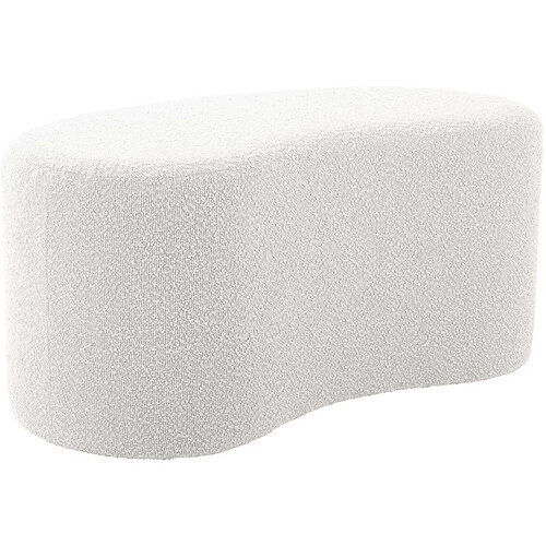 LEITMOTIV Pouf en tissu bouclette Ada Wave blanc.