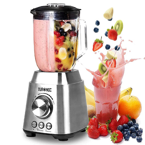 Duronic BL102 Blender/Mixeur Puissant de 1000W en Acier Inoxydable avec Carafe de 1,5 Litre - Idéal pour Smoothies, Milkshakes, Gaspachos, Compotes, Glace pilée, Fruits à coques