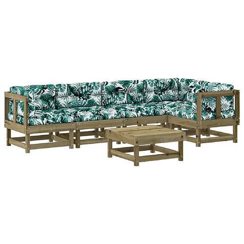 Maison Chic Salon de jardin 6 pcs + coussins - Mobilier/Meubles de jardin - Table et chaises d'extérieur bois de pin imprégné -MN72685