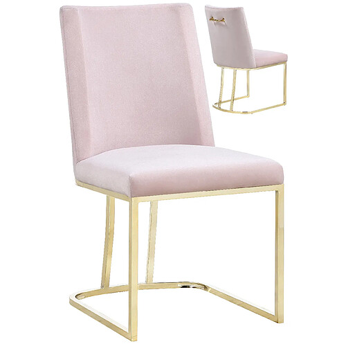 Vivenla Lot de 2 chaises de salle à manger design revêtement en velours rose avec piétement en acier doré L. 45.5 x P. 53.6 x H. 86 cm collection MILO