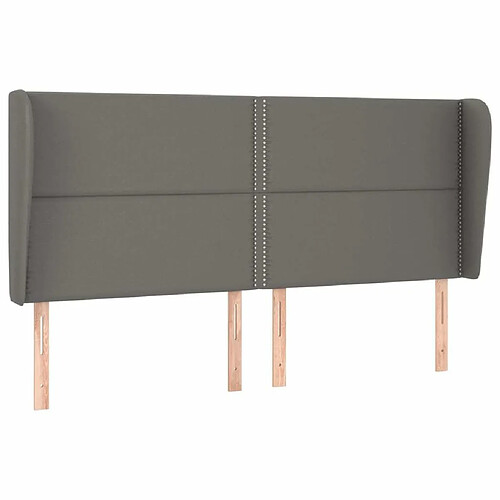 Maison Chic Tête de lit moderne avec oreilles pour chambre - Décoration de lit Gris 203x23x118/128 cm Similicuir -MN41967