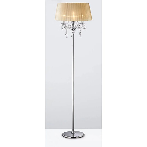 Luminaire Center Lampadaire Olivia avec Abat jour bronze 3 Ampoules chrome poli/cristal