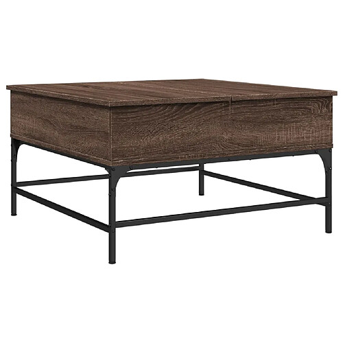 ComfortXL Table Basse Chêne Marron 80x80x45 Cm Bois D'ingénierie Et Métal