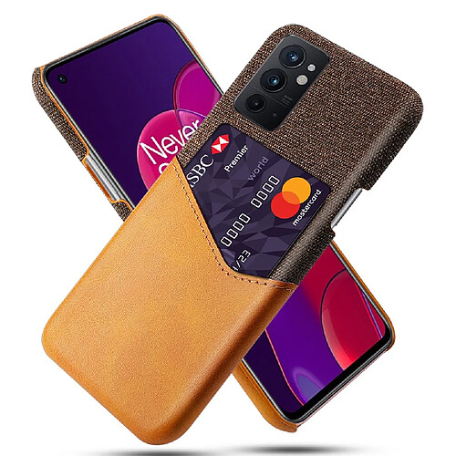 Coque en TPU + PU KSQ anti-chocs avec porte-carte, orange pour votre OnePlus 9RT 5G