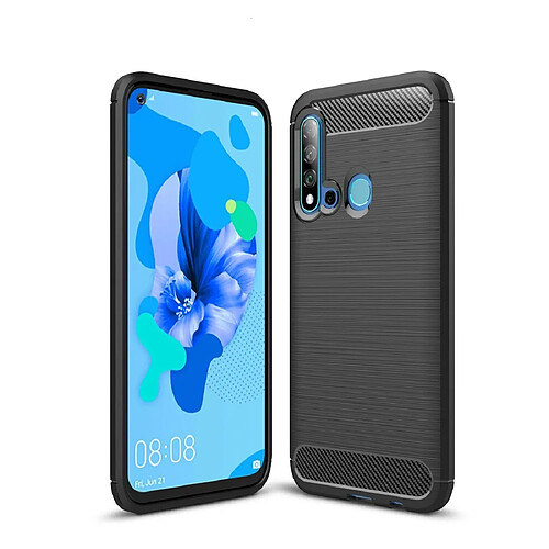 Wewoo Coque TPU en fibre de carbone à texture brossée pour Huawei Nova5i / P20 Lite 2019 Noir