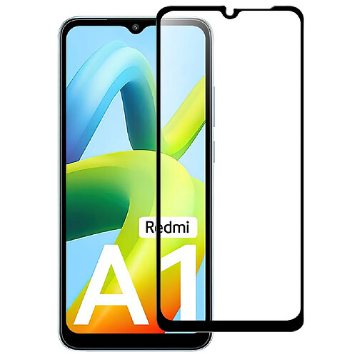 Protecteur écran en verre trempé colle intégrale, bord noir, incassable 9H pour votre Xiaomi Redmi A1 4G - transparent